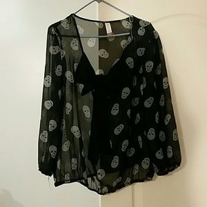 No Boundaries Sheer Skull Blouse